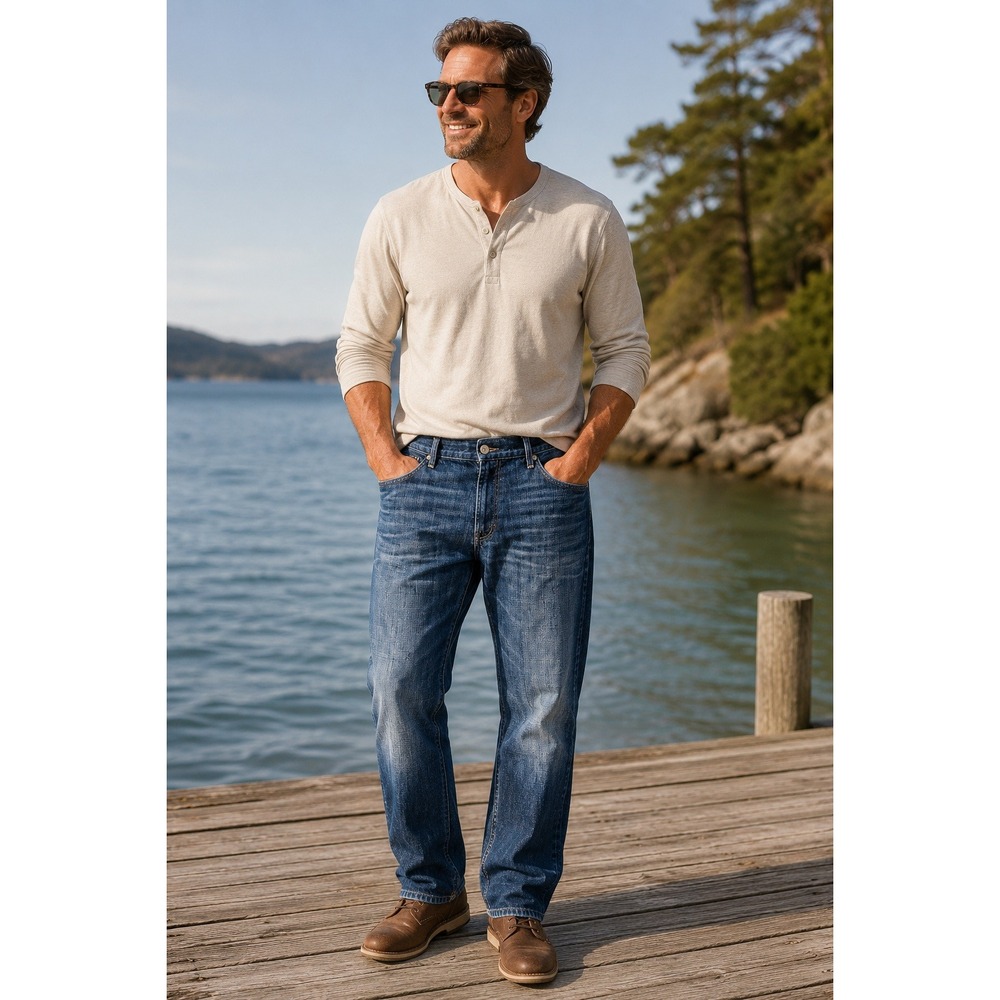 7 For All Mankind Relaxed Jeans Mens 38 Blue Dark Wash A Pocket Made in USA‎